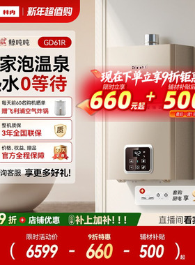 [鲸吨吨零冷水]林内燃气热水器天然气恒温即开即热20/24升GD61R