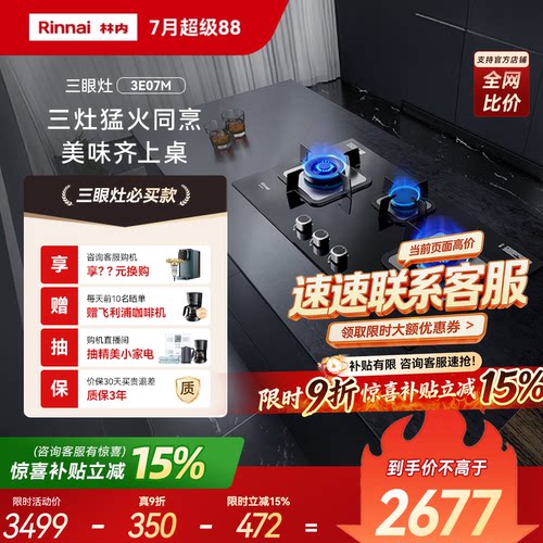 林内Rinnai5.0kW三眼灶