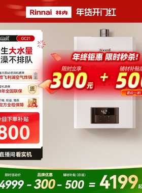 [鲸吨吨恒温]林内燃气热水器天然气恒温小蛮腰大水量20/24升GC21