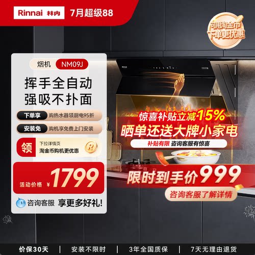 林内大吸力挥手智控油烟机
