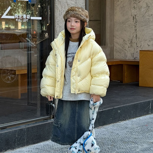 乔伊思童装羽绒服2025冬款韩版连帽90白鸭绒面包羽绒服加厚保暖潮