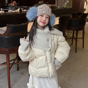 乔伊思童装羽绒服2025冬季新款韩版毛衣翻领加厚过冬羽绒服保暖潮