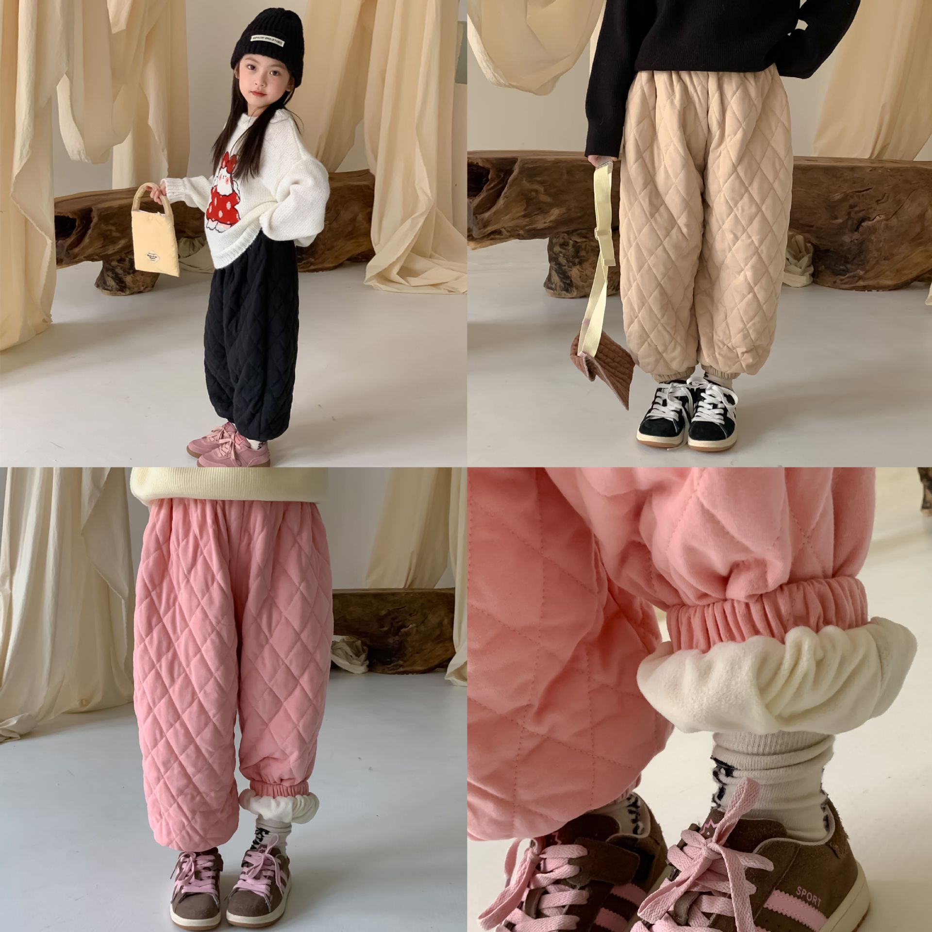 乔伊思童装童装儿童冬装新款加绒加厚裤子中性款男童女童保暖长裤