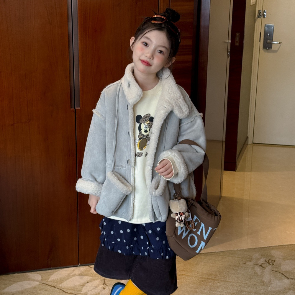 乔伊思童装女童外套2025秋冬新款带手套皮毛一体防风保暖童装潮童