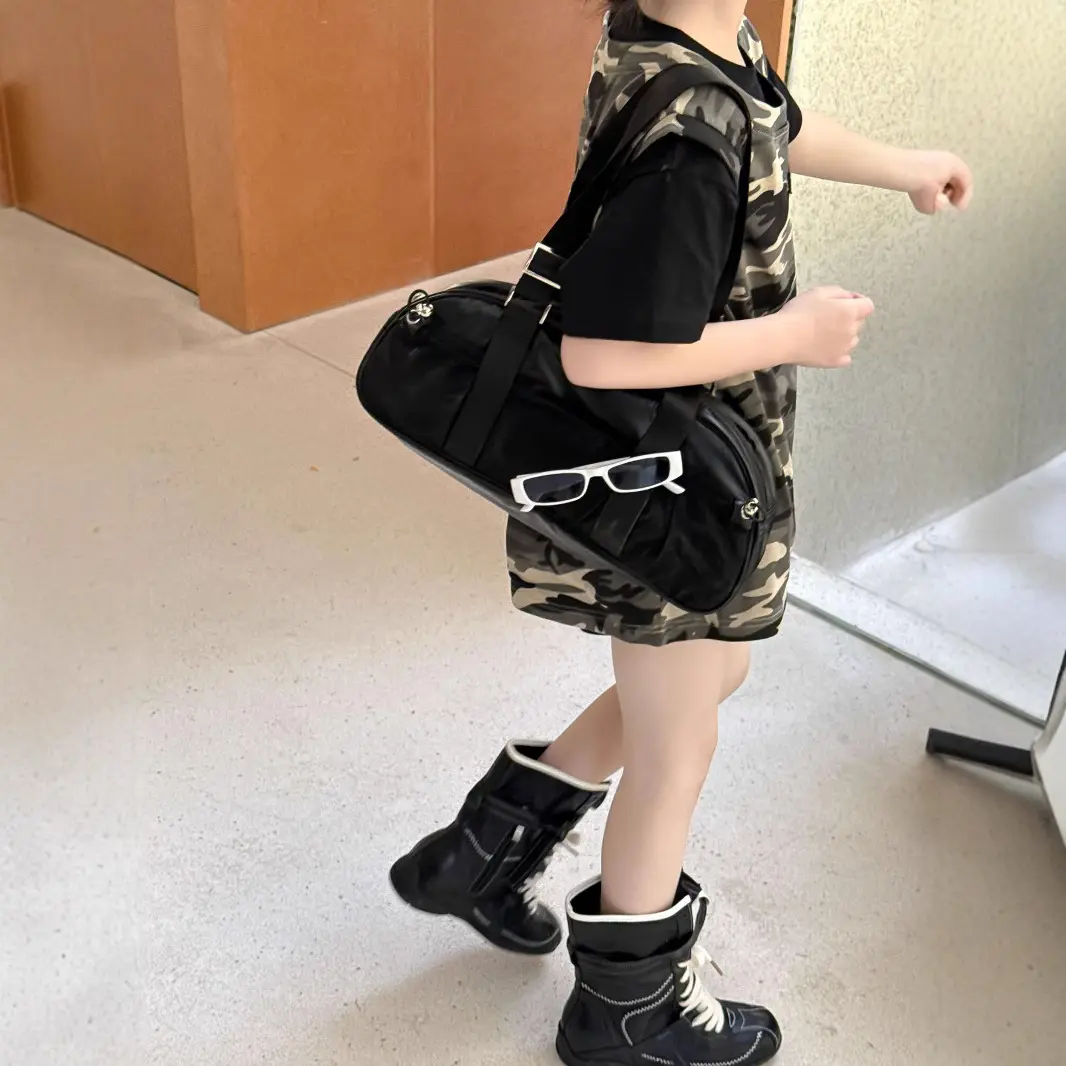 乔伊思童装女童夏款迷彩无袖背心裙短袖T恤裙套装女孩潮范两件套