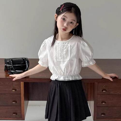乔伊思童装女童套装夏款学院风蕾