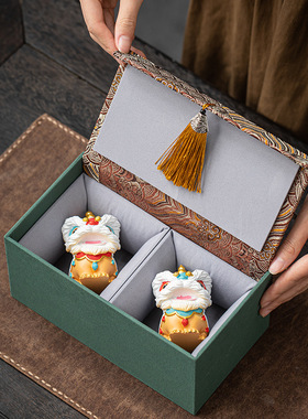 新款新中式国潮风进宝醒狮摆件茶宠桌面装饰可爱家居饰品礼品