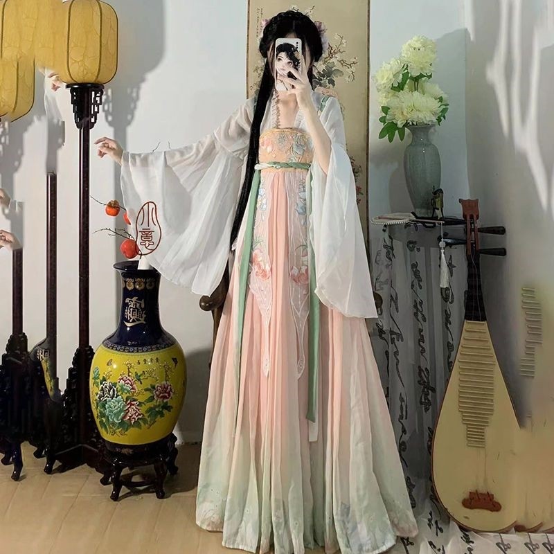 墨韵阁原创唐制汉服女齐胸襦裙古代女汉服显瘦春夏日常款