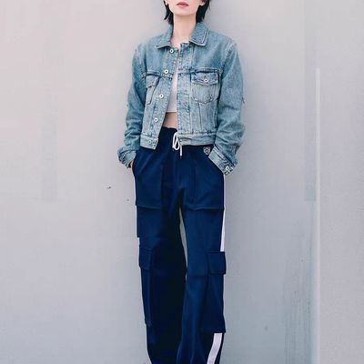 牛仔外套夹克上衣休闲裤套装女