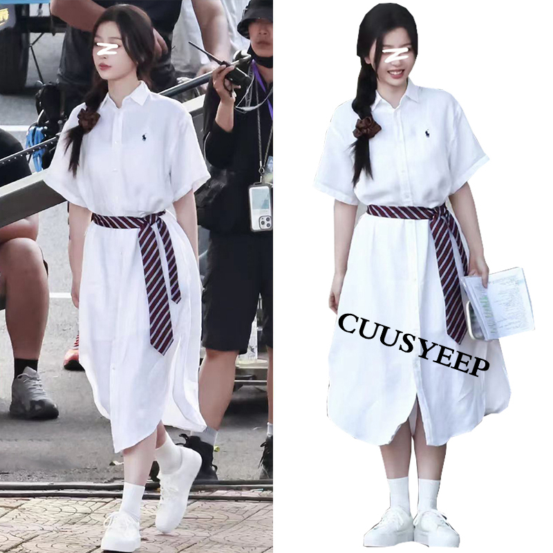 白色高级感气质收腰显瘦连衣裙