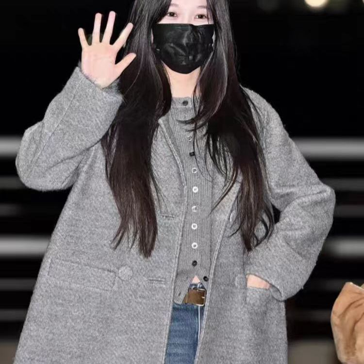 复古毛呢大衣外套风西装领高级感