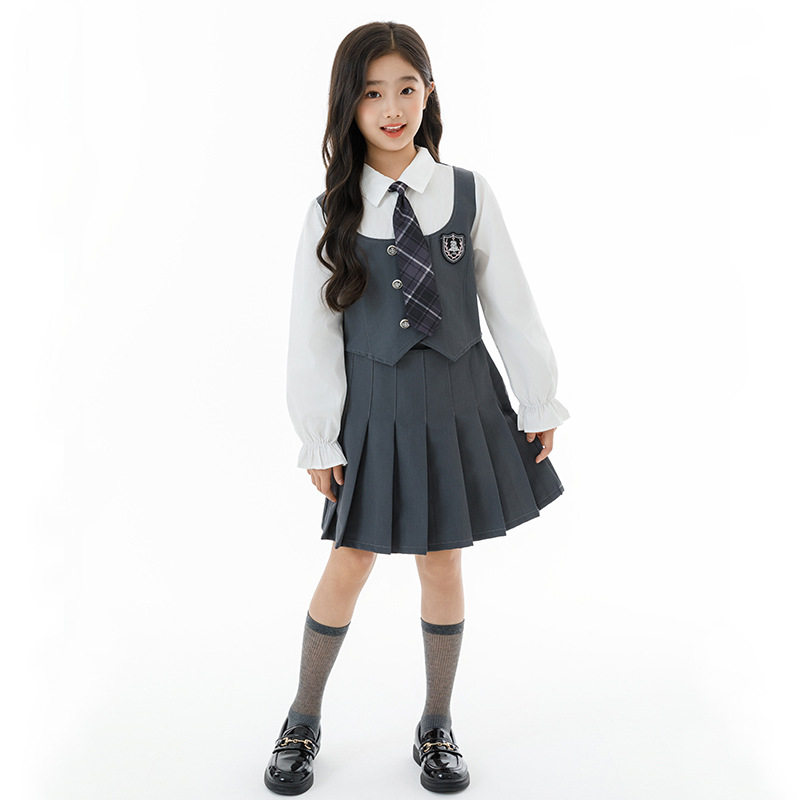 春秋冬女童JK学院风百褶裙套装
