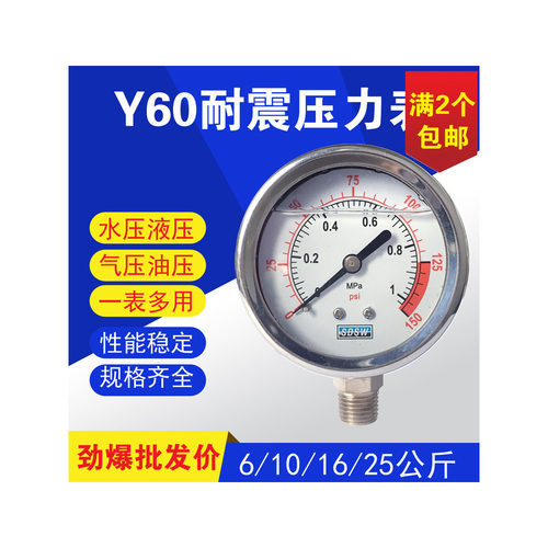 耐震不锈钢Y60处理压表液