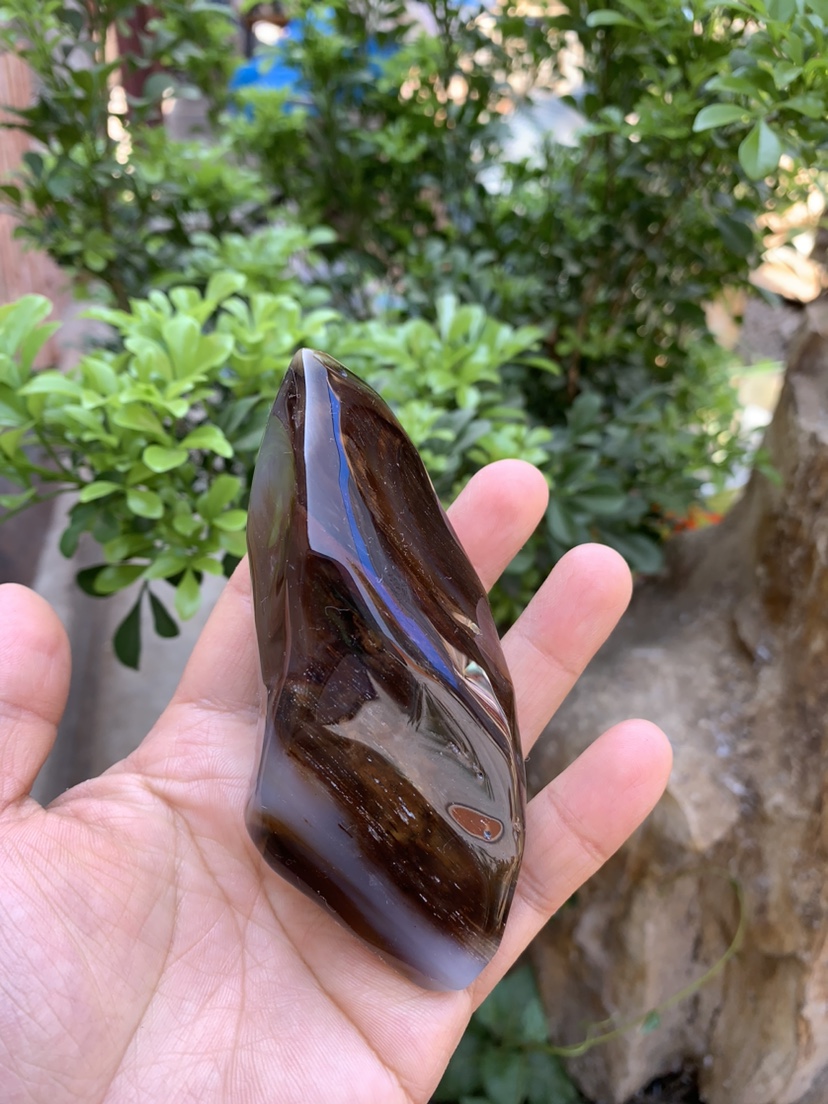 缅甸树化玉手把件高11/宽5/厚4厘米
