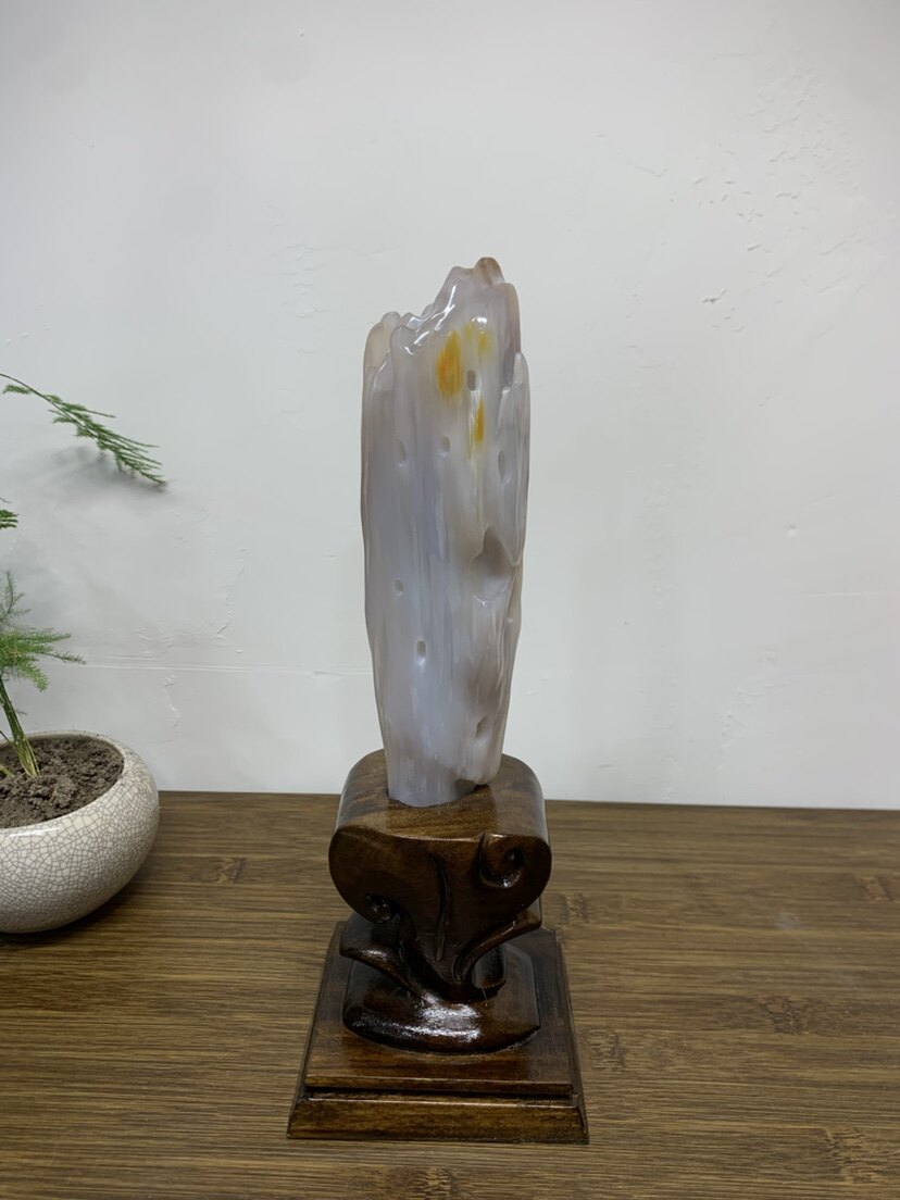 缅甸树化玉摆件总高29.5/高20.5/宽5/厚5厘米净重1.1斤