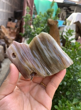 缅甸树化玉手把件高7/宽8/厚3厘米