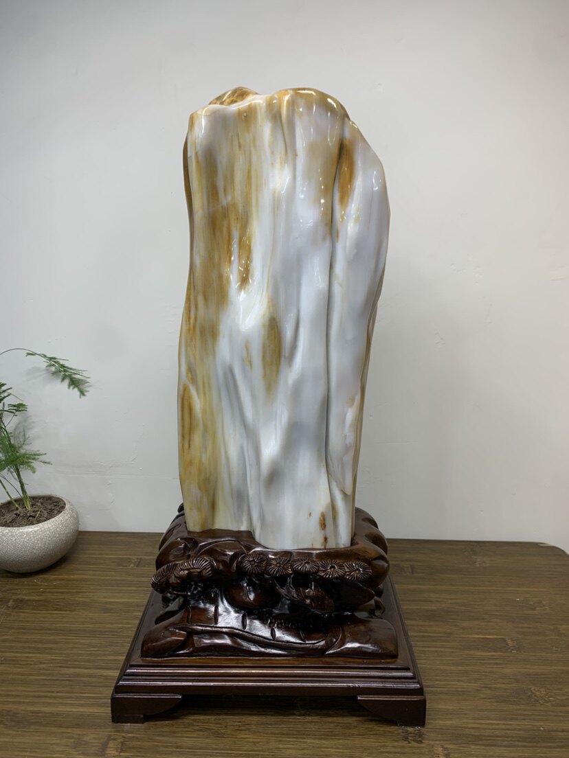 缅甸树化玉摆件总高49.5/高38/宽18/厚9厘米净重17.1斤