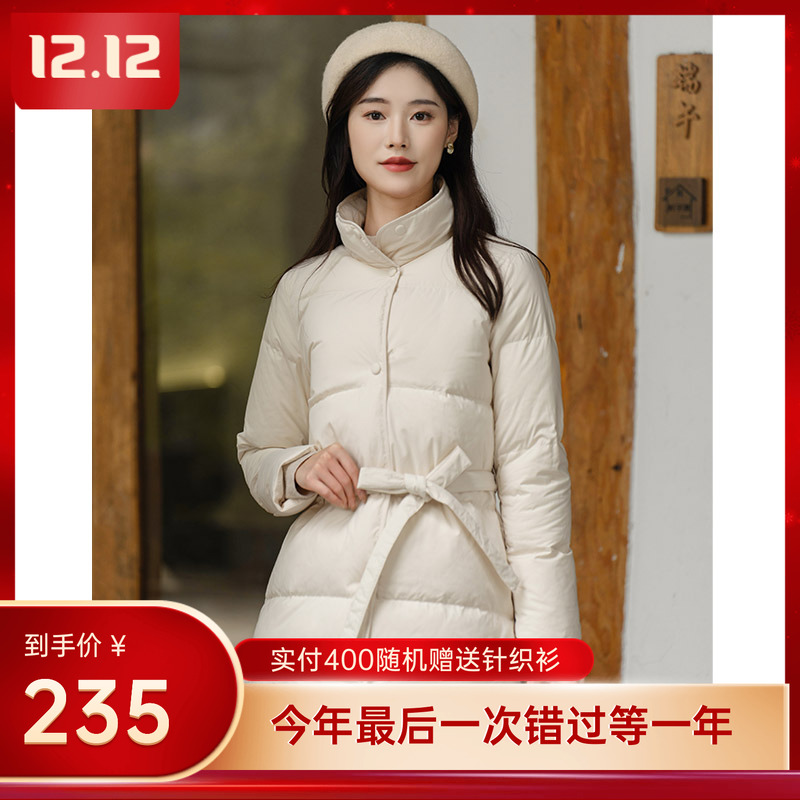 米杏色复古羽绒棉服女设计感外套