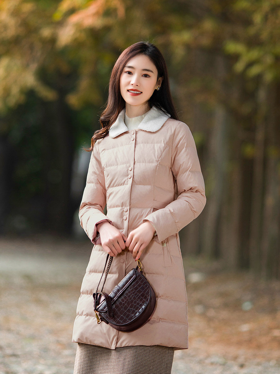 纻衣文艺撞色翻领羽绒棉服女2025冬季新款复古棉衣收腰显瘦长外套,女装/女士精品,棉衣/棉服,淘宝优惠券,粉丝福利购,淘宝优惠卷