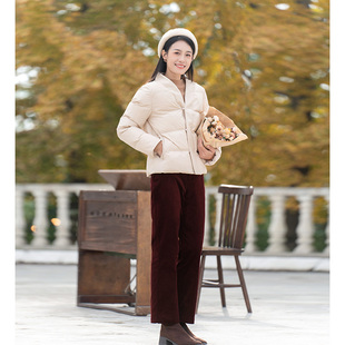 纻衣酒红色灯芯绒长裤女2026冬季新款复古休闲文艺舒适显瘦直筒裤