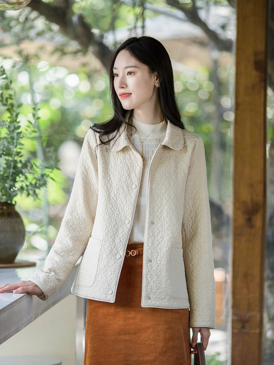 米色短款棉服纻衣小众