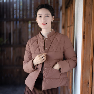 纻衣红棕色文艺女小个子棉衣2025冬季 羽绒棉服通勤短外套上衣 新款