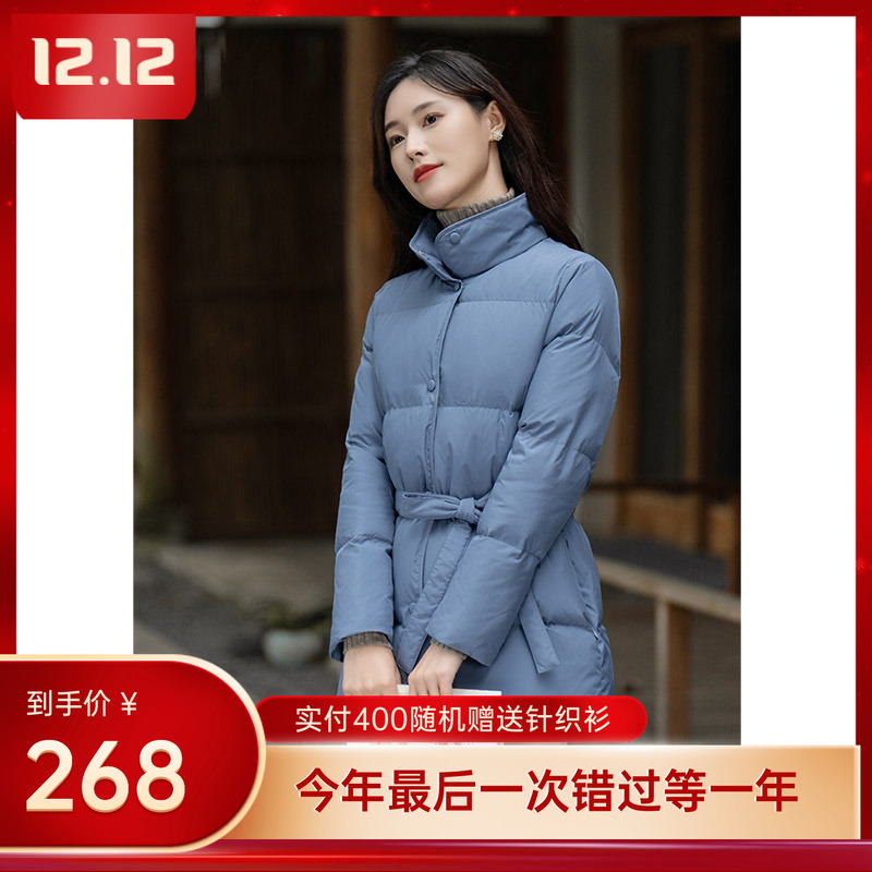 蓝色复古设计感小众棉服温婉外套