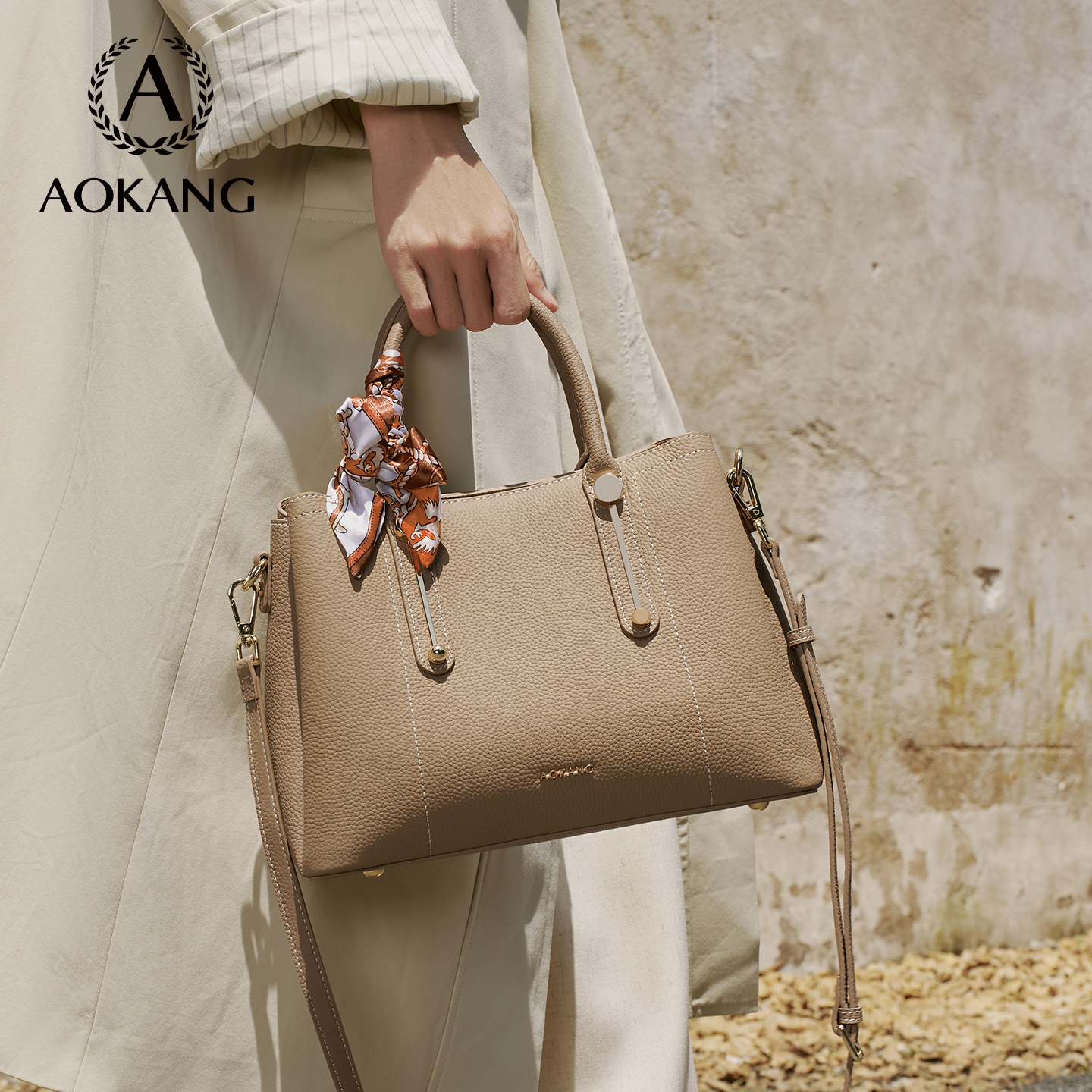 奥康妈妈手提包高级感真皮单肩包