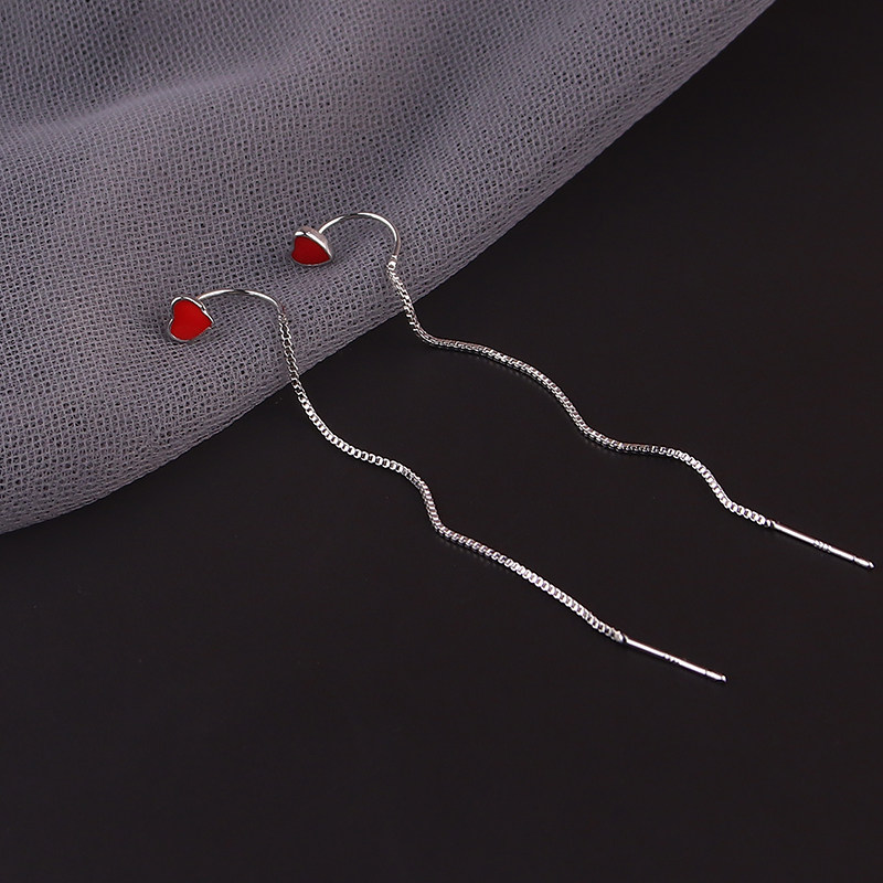 s925银爱心耳线2024年新款潮甜美心形耳环简约气质显脸瘦长款耳饰,饰品/流行首饰/时尚饰品新,耳线,淘宝优惠券,粉丝福利购,淘宝优惠卷