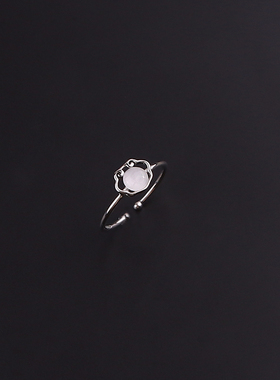 中国风猫眼石祥云福锁戒指指环