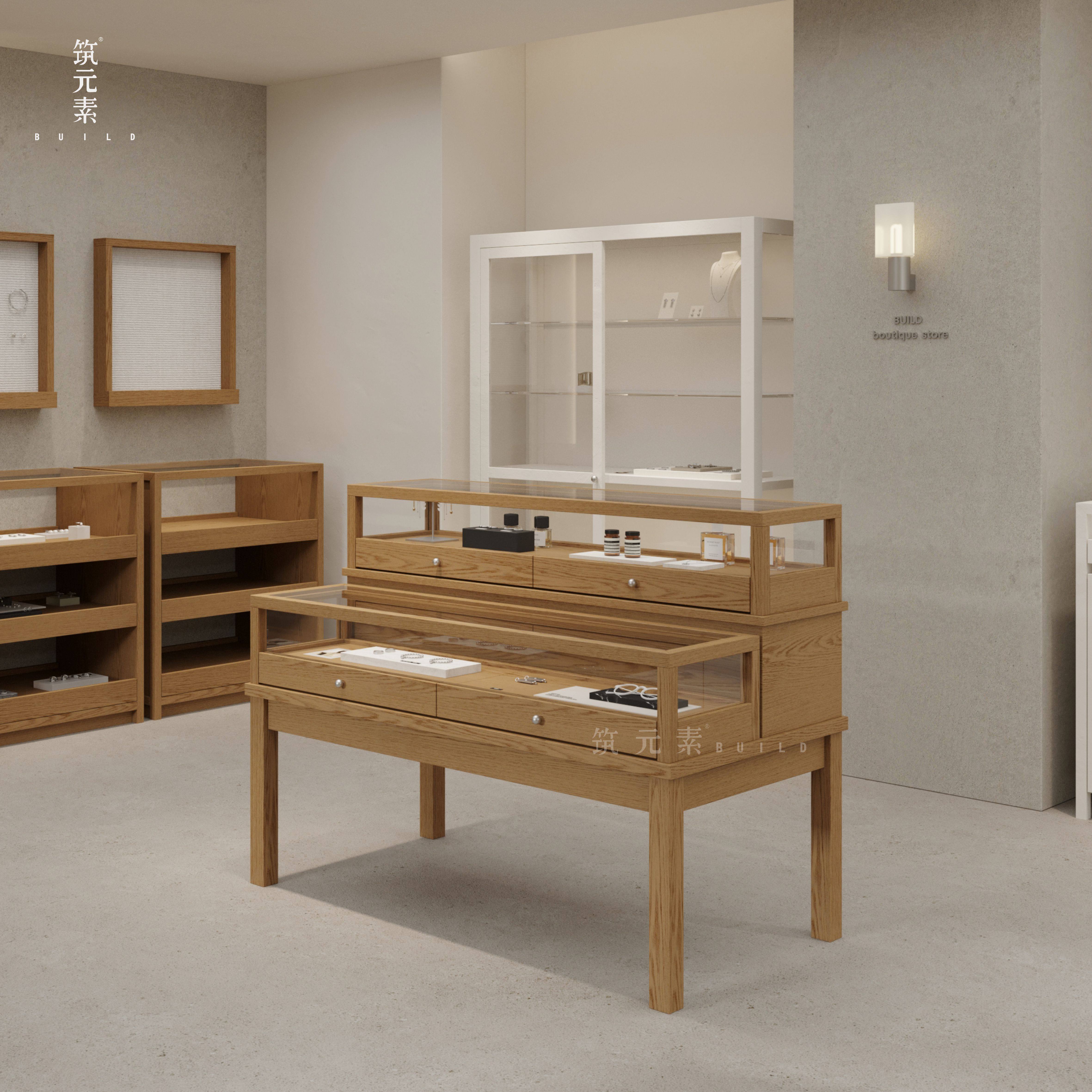 玻璃双层展示柜珠宝玉器美业用品饰品现代陈列柜商超产品展示货架