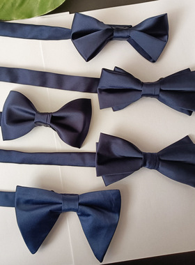 海公园旅拍纯色韩版原创结婚婚礼司仪新郎伴郎男士藏蓝色领花领结