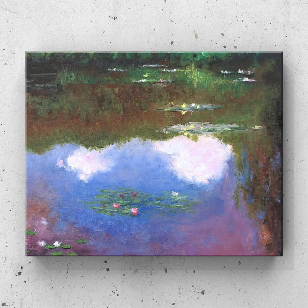 纯手绘油画定制 莫奈睡莲 印象派风景走廊装饰画客厅玄关餐厅挂画