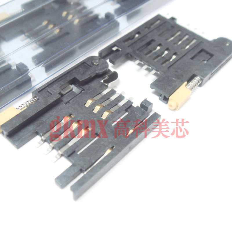 连接器 接插件 SIM卡座 6PIN 6芯 翻盖式 带弹簧 贴片（一个）,电子元器件市场,连接器,淘宝优惠券,粉丝福利购,淘宝优惠卷