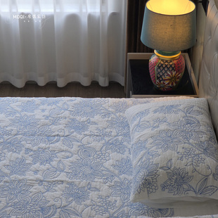 美式 通用夹棉床单 轻奢全棉绗缝床盖三件套四季