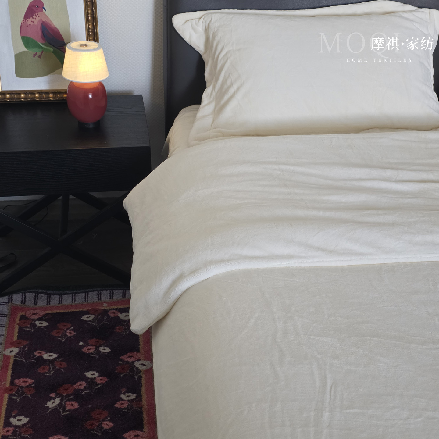 加厚270克牛奶绒四件套ins风秋冬纯色保暖双面绒床上用品