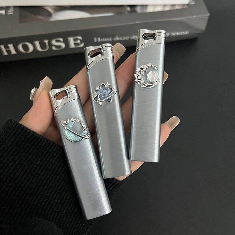 防风打火机金属可充气防爆粉色火焰女生独特火机送男士精品火机