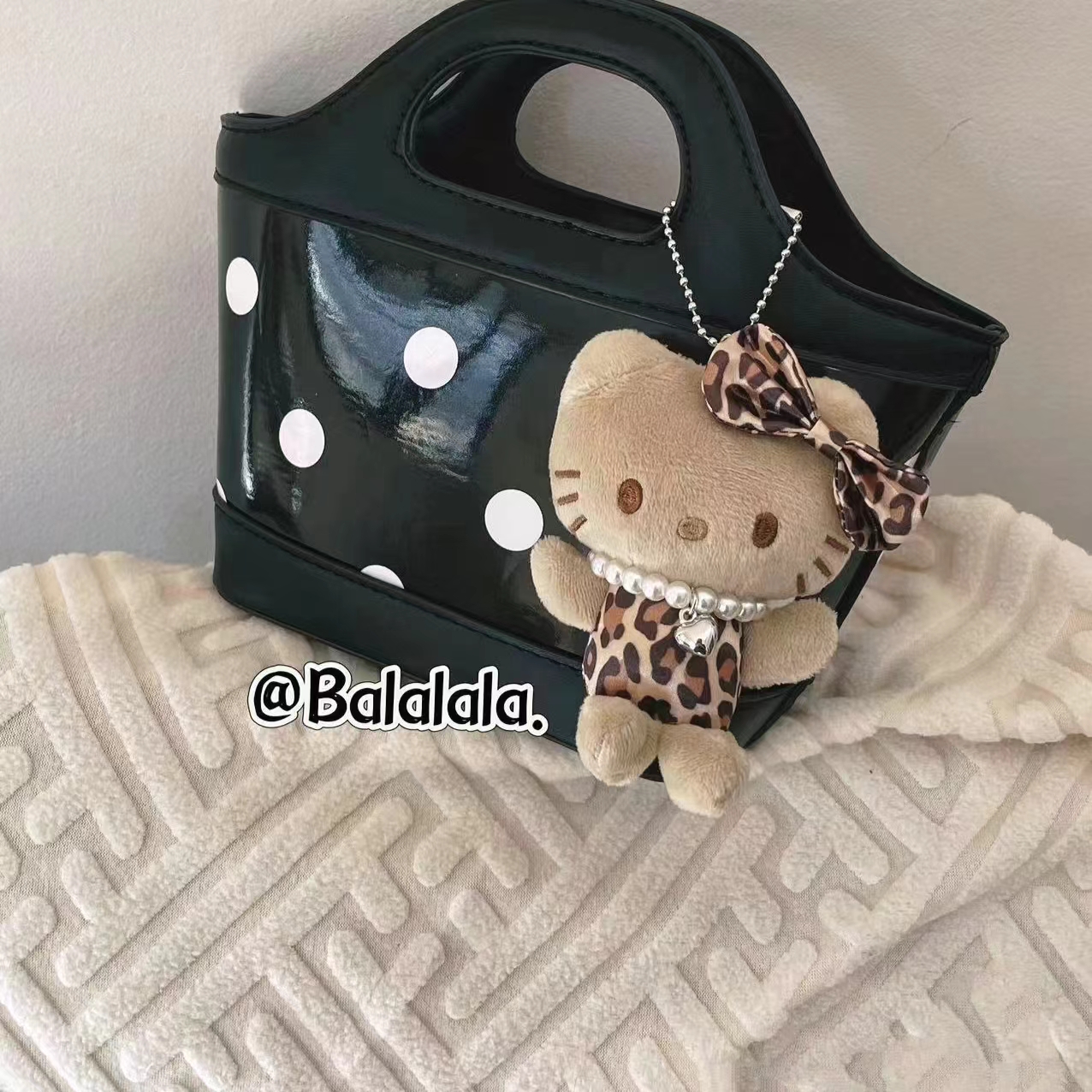 珍珠豹纹哈喽kitty挂件包