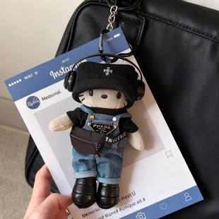 长腿甜酷牛仔可爱包包小挂件女生哈喽kitty公仔毛绒嗨喽书包挂饰