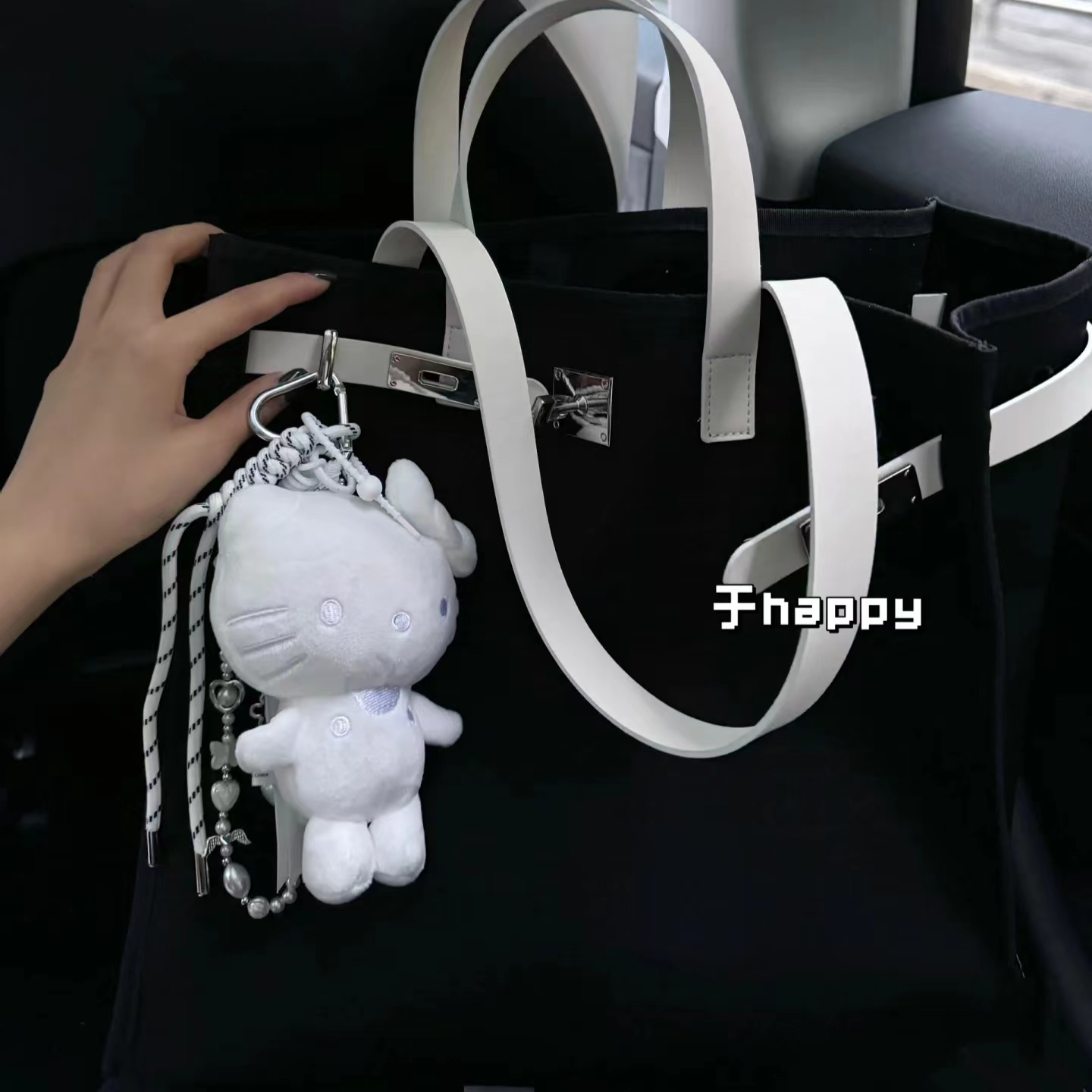 全白甜美女生kitty猫包包小饰品书包挂件公仔毛绒miu系钥匙扣玩偶