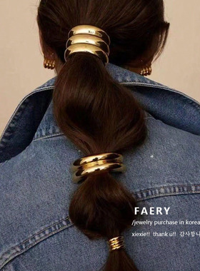 韩国东大门同款金属半圈发绳发圈头绳扎低马尾皮筋发饰2025新爆款