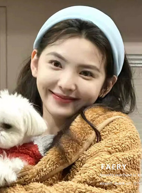 章若楠同款发箍蓝色法式宽边发卡显脸小高颅顶发箍女布艺新款发饰