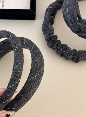 韩国东大门同款灰色烫钻布艺拧结发箍发饰简约打结宽边头箍发饰女