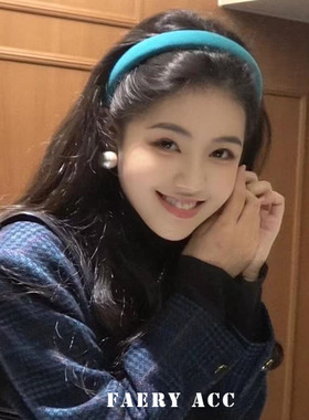 韩系简约蓝色发箍女气质高级感洗脸压发头箍2025新款外出百搭头饰