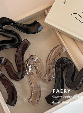 韩国东大门同款黑色抓夹盘发大号后脑勺鲨鱼夹简约发夹女夹抓发夹