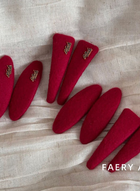 Faery Acc 新年红色毛呢bb夹秋冬侧边发夹刘海夹头发夹子发卡头饰