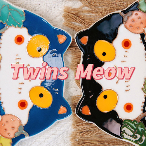 草莓猫手作陶瓷盘创意情侣套装