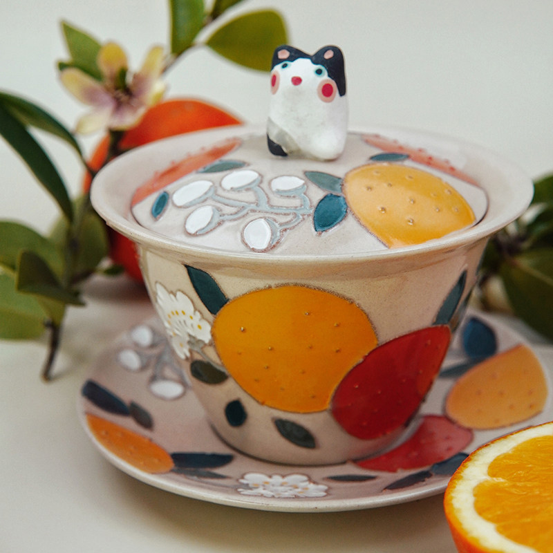 大吉大利三才盖碗陶瓷茶具套装手绘手工小众原创茶杯景德镇礼物,餐饮具,盖碗,淘宝优惠券,粉丝福利购,淘宝优惠卷