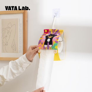 猫咪卷纸收纳盒纸巾架家用厕所卫生间卧室挂式餐巾便携卷纸器AC