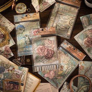 语闲36张达西庄园手账复古素材纸ins百搭手账diy可撕打底拼贴装饰